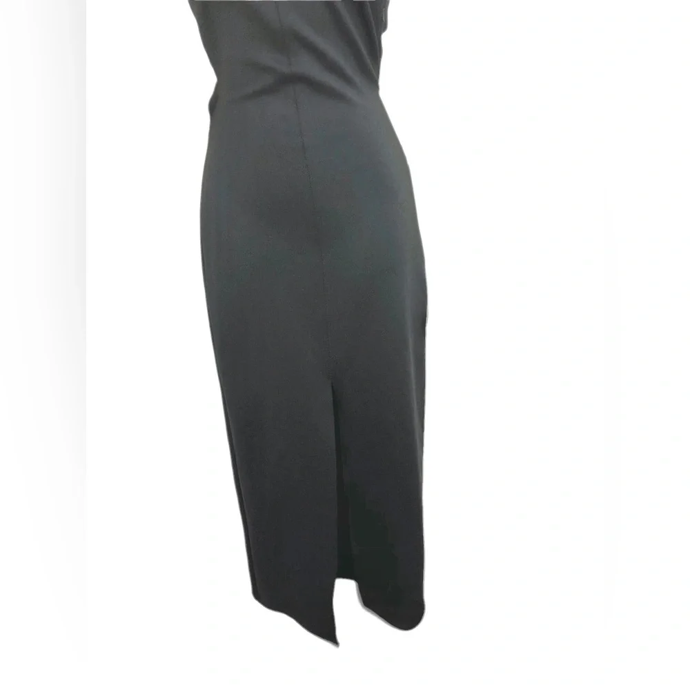 Zara black scuba fit twisted back cutout front slit sleeveless dress size XS new - Picture 16 of 16
